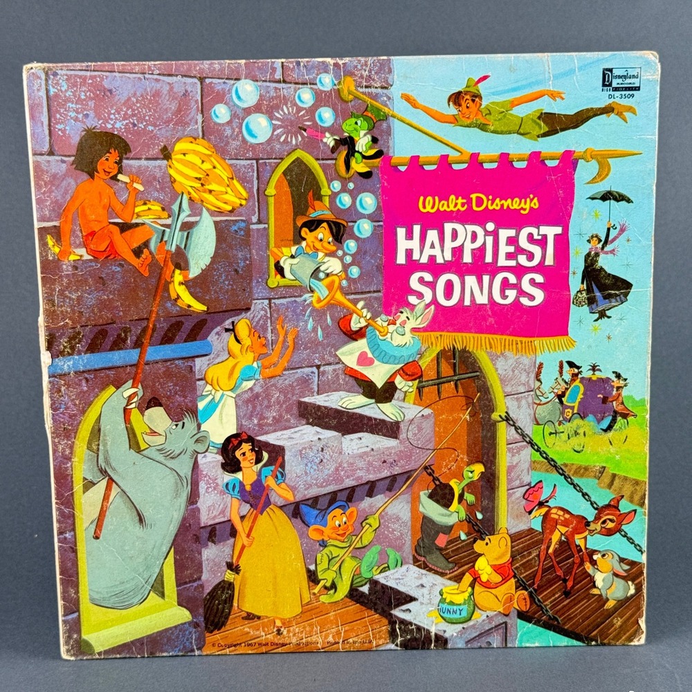 Disneyland Walt Disney Happiest Songs Vinyl Record - VERY GOOD